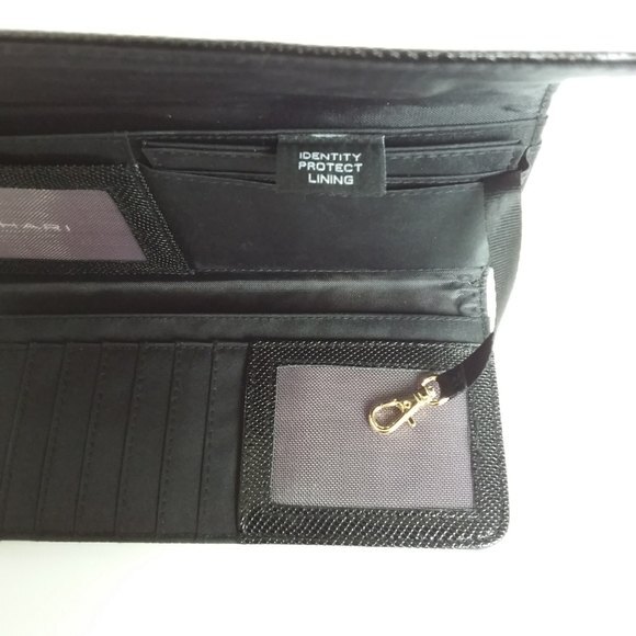 New Tahari | Black Textured Tri-Fold Wallet - Picture 7 of 9